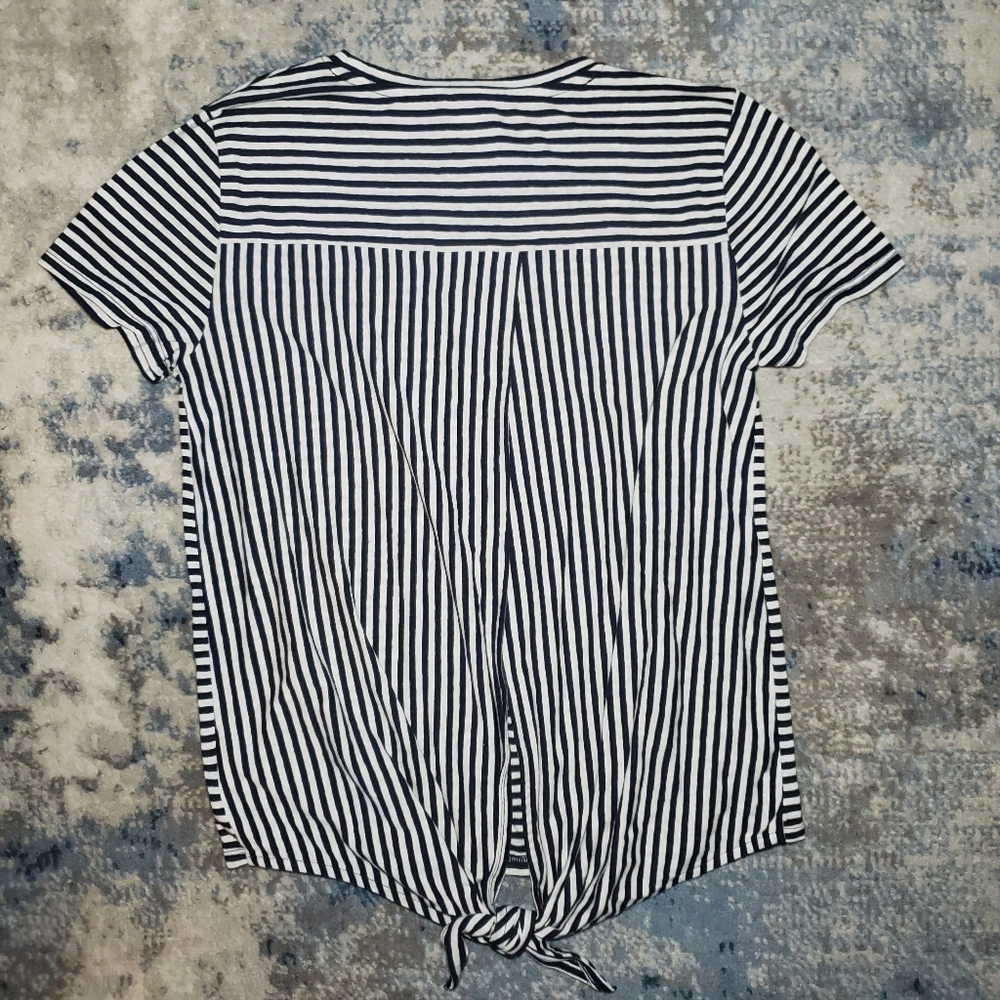 J. Crew Factory Striped Tie Back Short Sleeve Tee Size Small